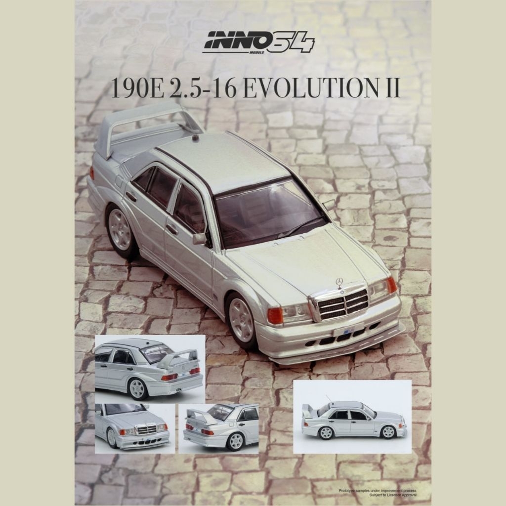 INNO64 1/64 MERCEDES BENZ 190E Silver IN64-190E-SIL Mobil Miniatur Kemasan Akrilik Pajangan Hobi Hob