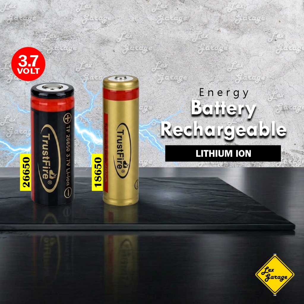 Baterai Batre 18650 26650 Lithium ion Rechargeable Battery Senter