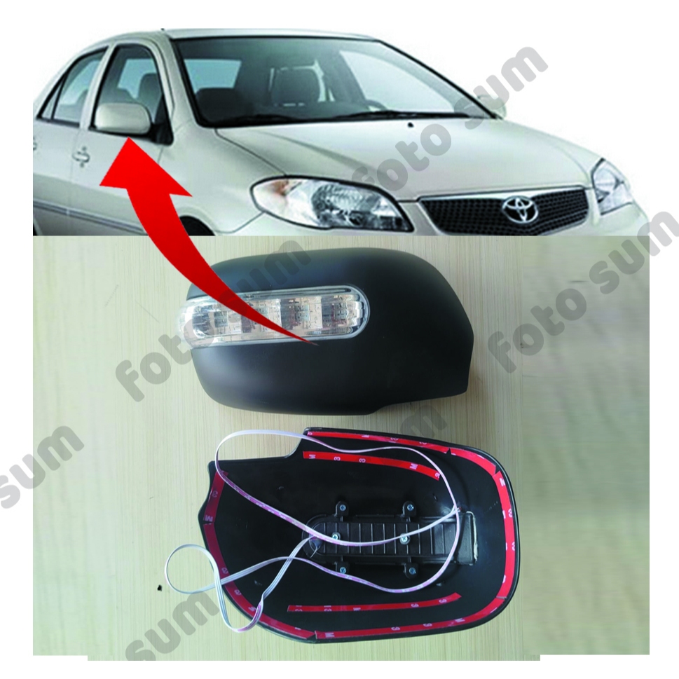 cover spion HITAM + lampu untuk mobil vios limo ex taxi 2003-2005 mirror cover vios gen 1 satu set 2