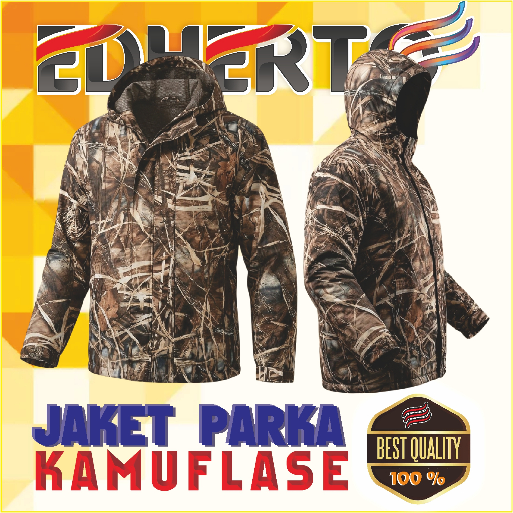 Jaket Hunting Kamuflase EDHERTO - Jaket Taslan Inner Polar Berburu EDHERTO Original - Jaket Olah Rag