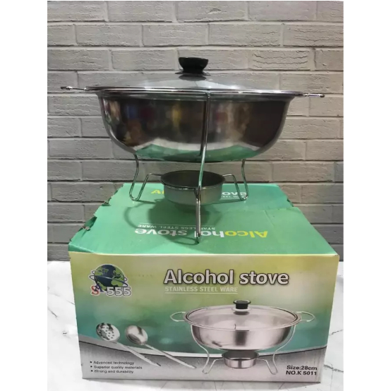Prasmanan Bulat alcohol stove 28 cm sinda 555 dan Panci Penghangat Food Warmer Stove GSF G-4428 Wada