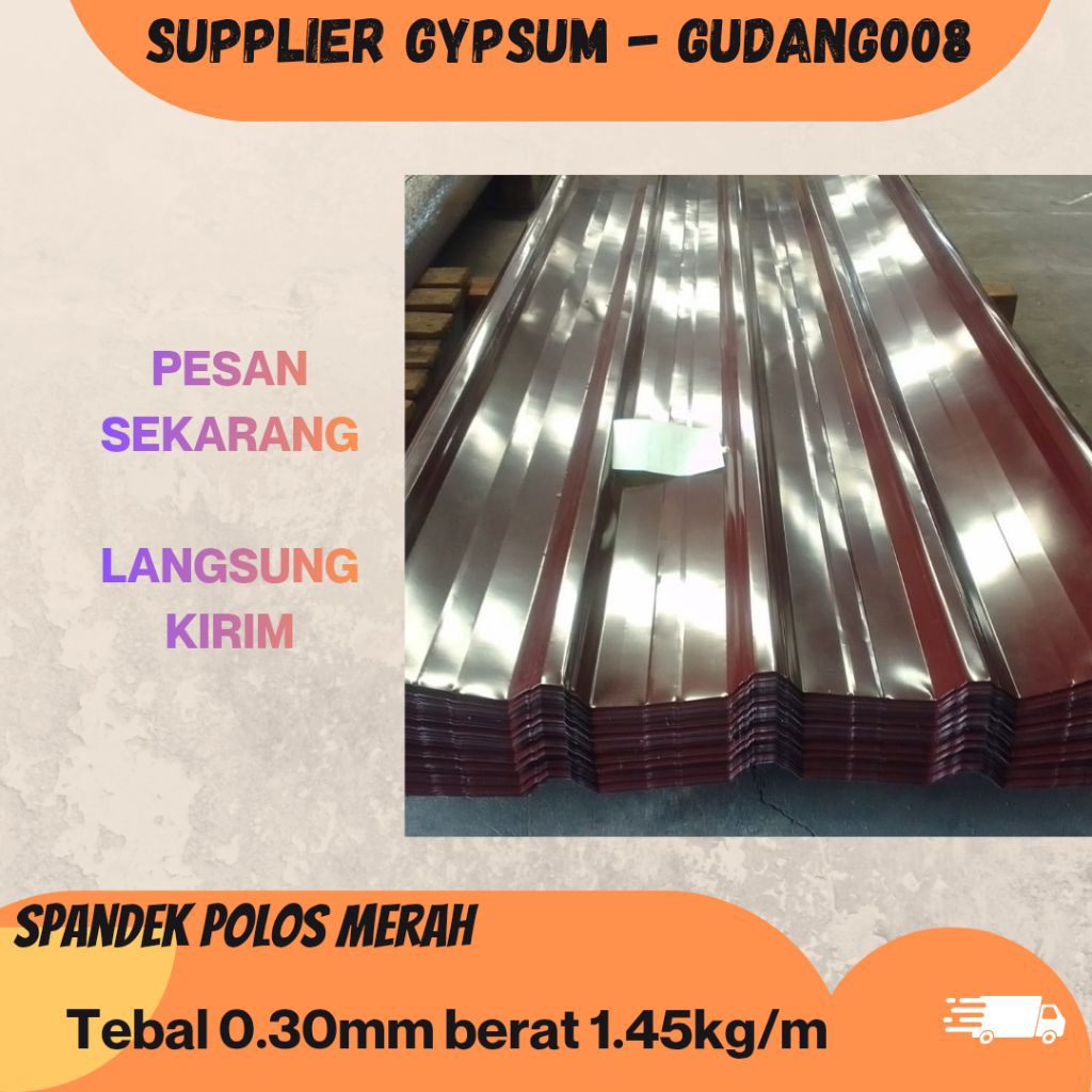 spandek polos merah 0.3mm 6M / spandek merah / spandek polos merah