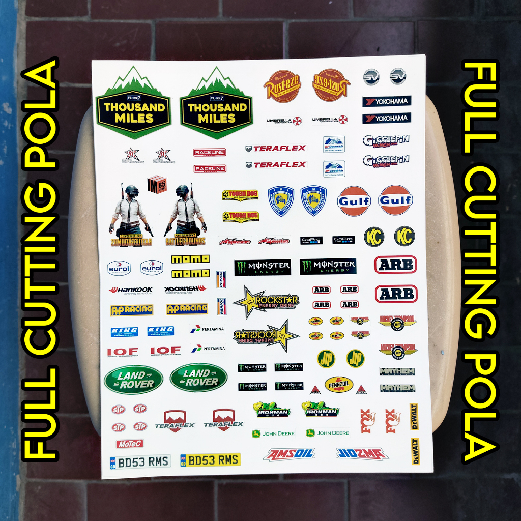 Stiker Decal RC Offroad 1/12 dan 1/16 Standard (Full Cutting Pola)