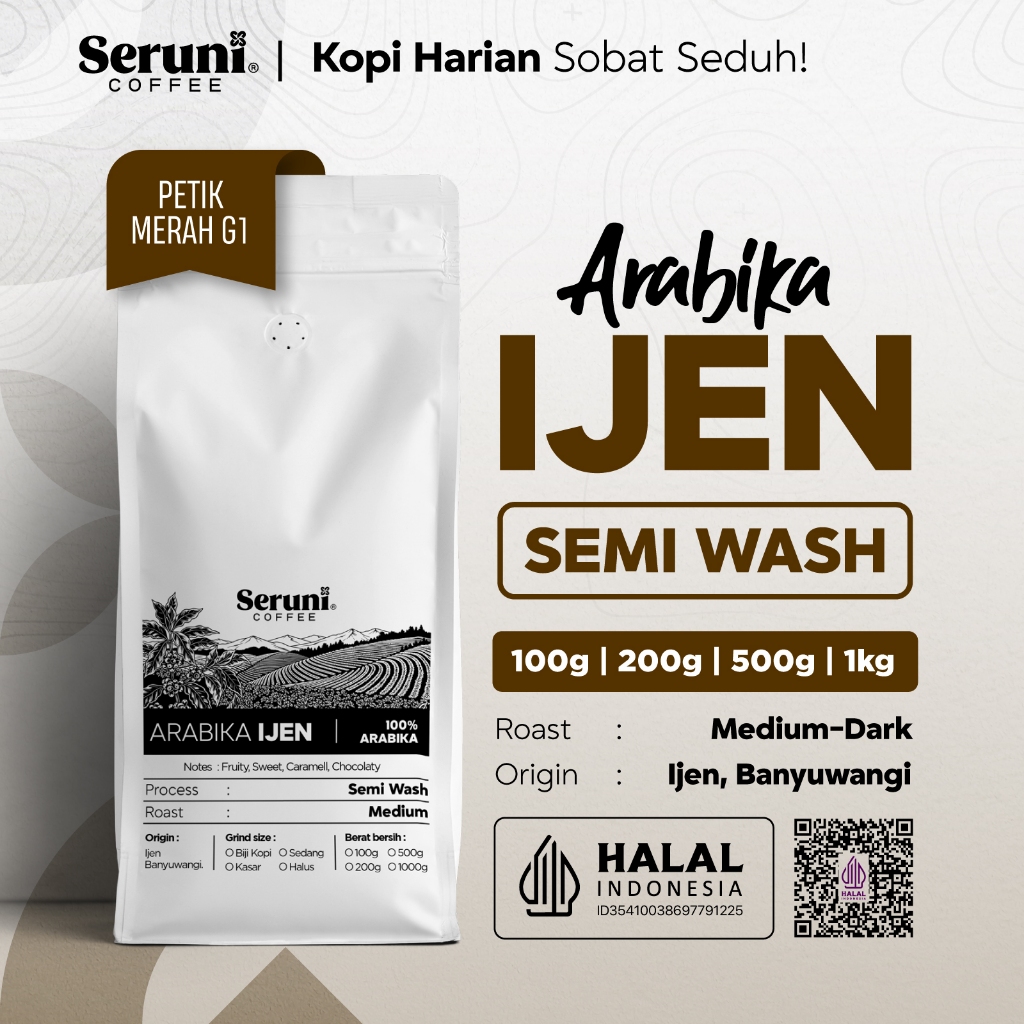 Kopi Arabika Ijen SEMI WASH | Petik Merah G1 | Medium - Dark Roast – Fresh Roast 100g | 200g | 500g 