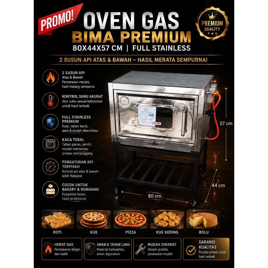 OVEN GAS BIMA BOGA TYPE 8044 FULL STAINLESS