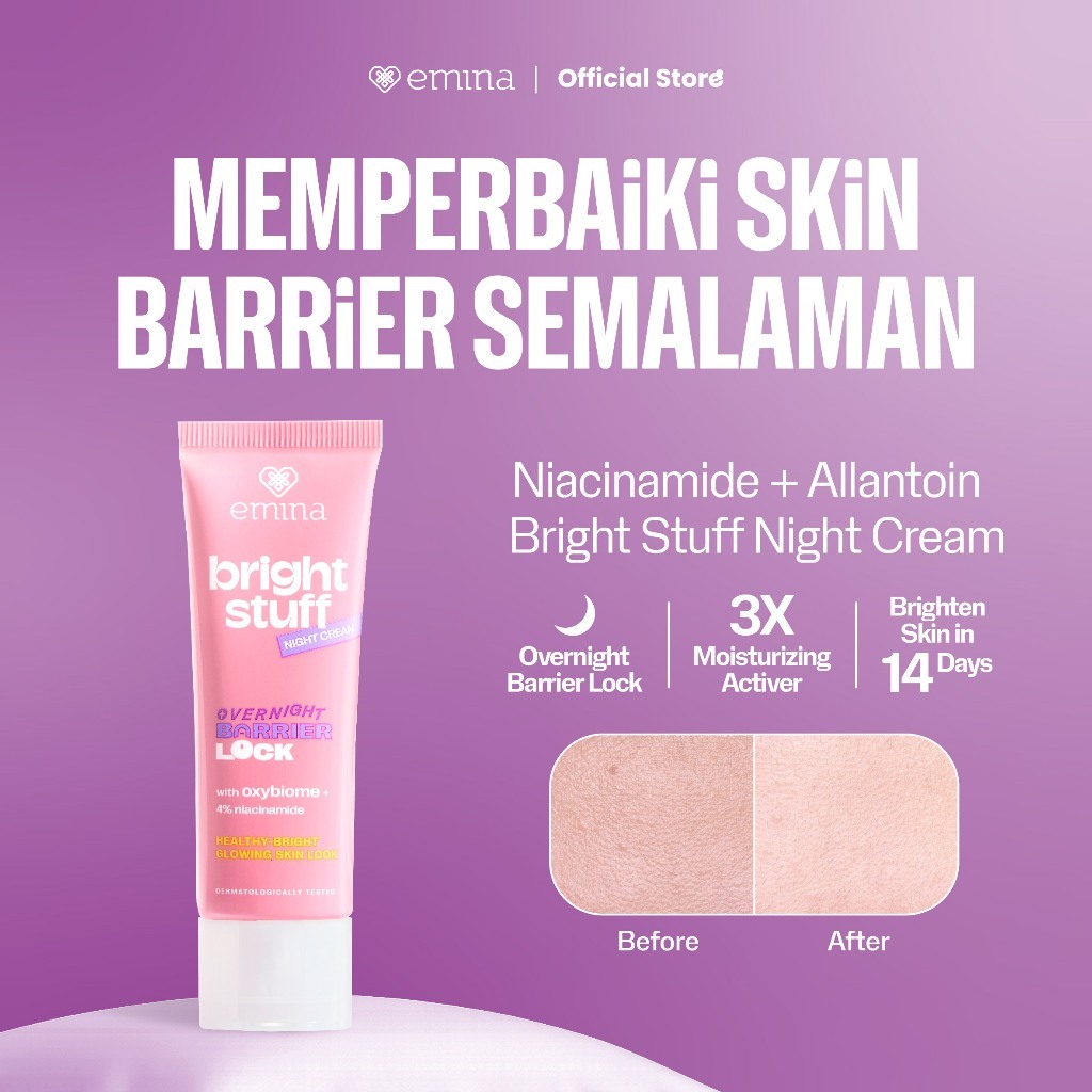 Emina Bright Stuff Night cream 20ml - Krim Malam - Moisturizer - Pelembab