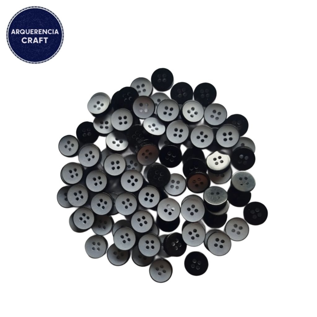 10 Pcs Kancing Hias Plastik Bulat Warna Putih Hitam | Kancing Scrapbook DIY