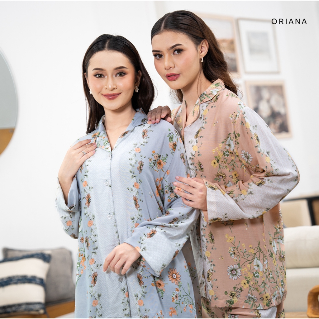 ORIANA x BANESKA - Piyama BELMA Series Long Sleeve Collection I Baju Tidur Piyama One Set Rayon