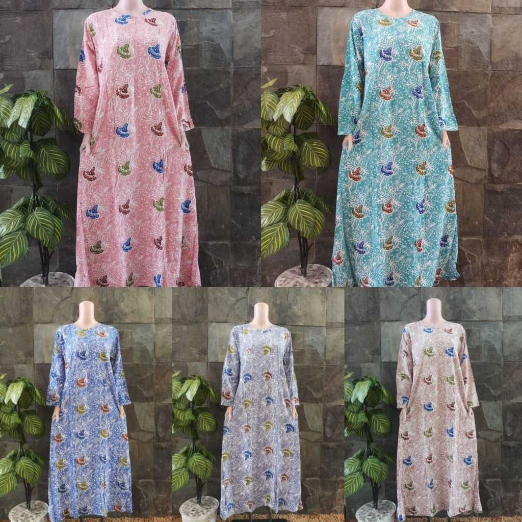 Ld 100-114 Gamis Batik Busui Friendly Batik Qonita Home Dress Kekinian Daster Pekalongan Cantik  l L