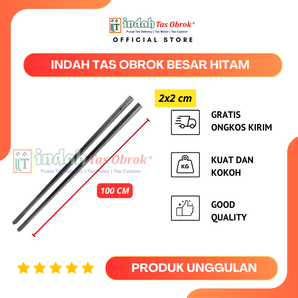 INDAH Tas Obrok - TONGKAT BESI PENYANGGA TONGKAT TAS OBROK MOTOR TAS KURIR TAS POS MOTOR SADDLE BAG 