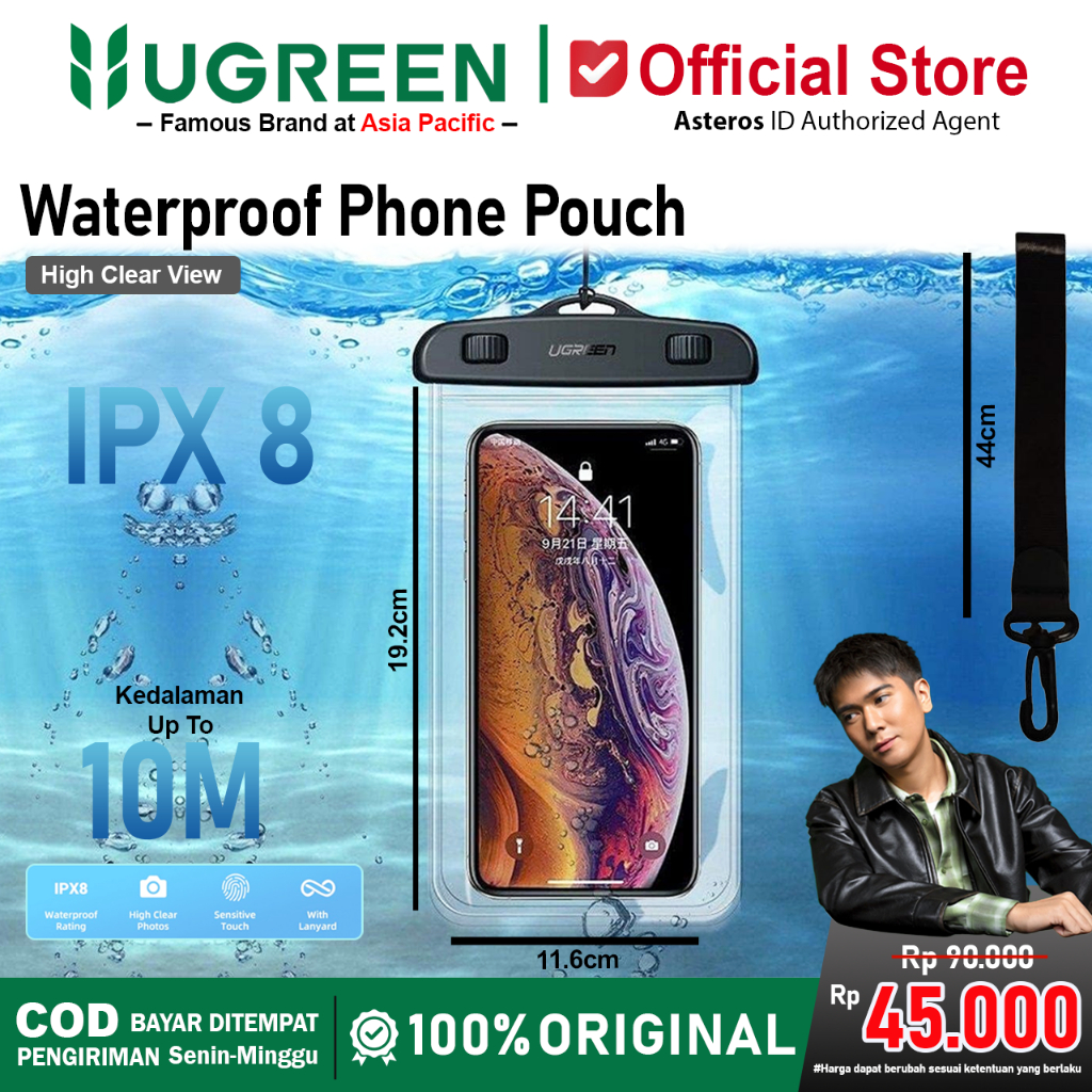 UGREEN Waterproof Case HP Sarung Pelindung HP Anti Air Multifungsi