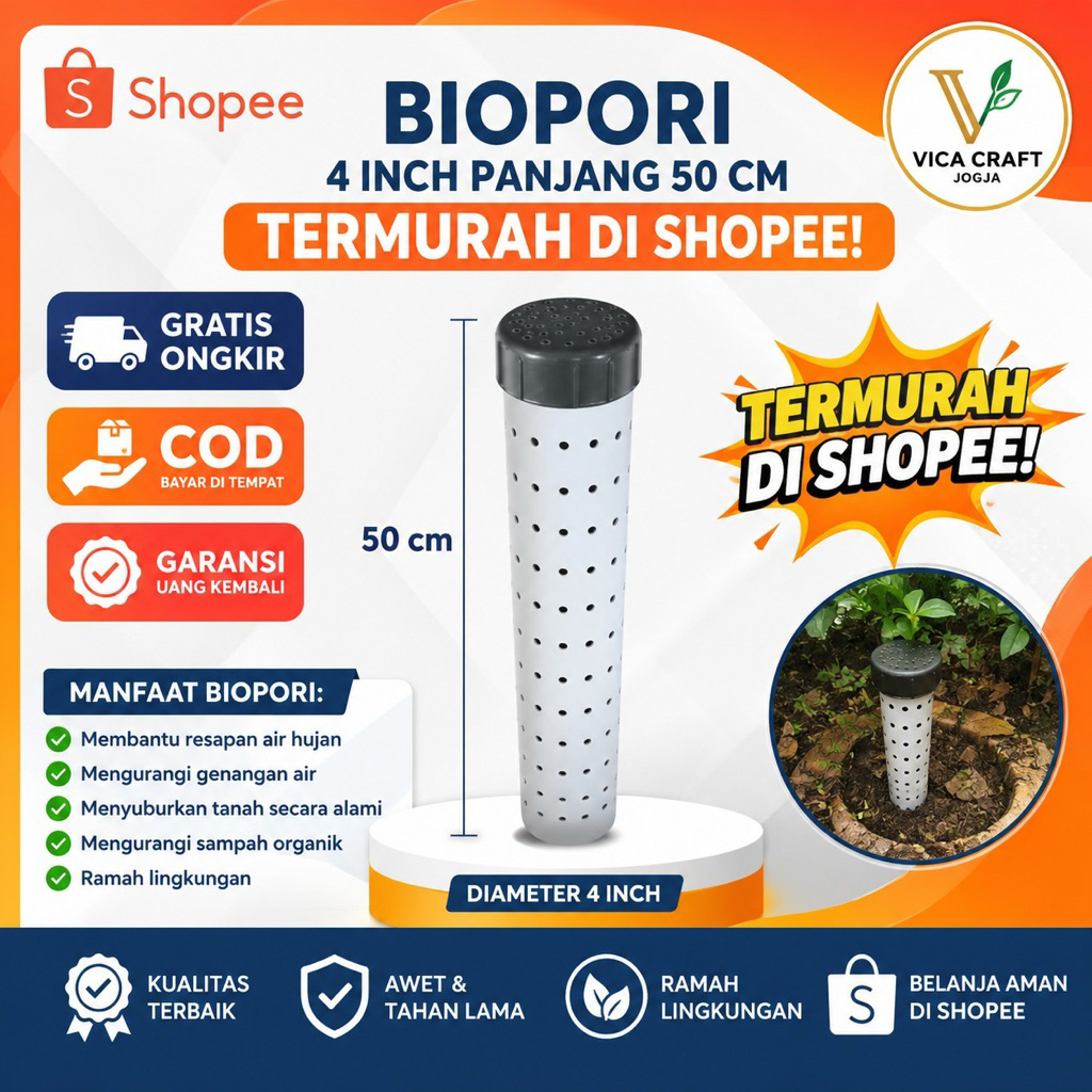 Biopori 4 Inch 50 Cm TERMURAH 
