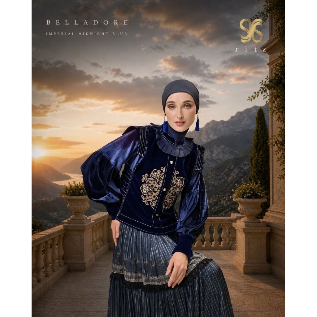 [PO 20 Hari] [RITZ SYAR'I] GAMIS SYARI / DRESS SET MEWAH ORIGINAL " BELLADORE " By Ritz Syar'i
