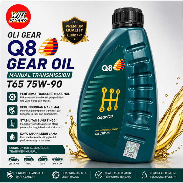 OLI TRANSMISI Q8 GEAR OIL MANUAL TRANSMISSION T65 75W-90