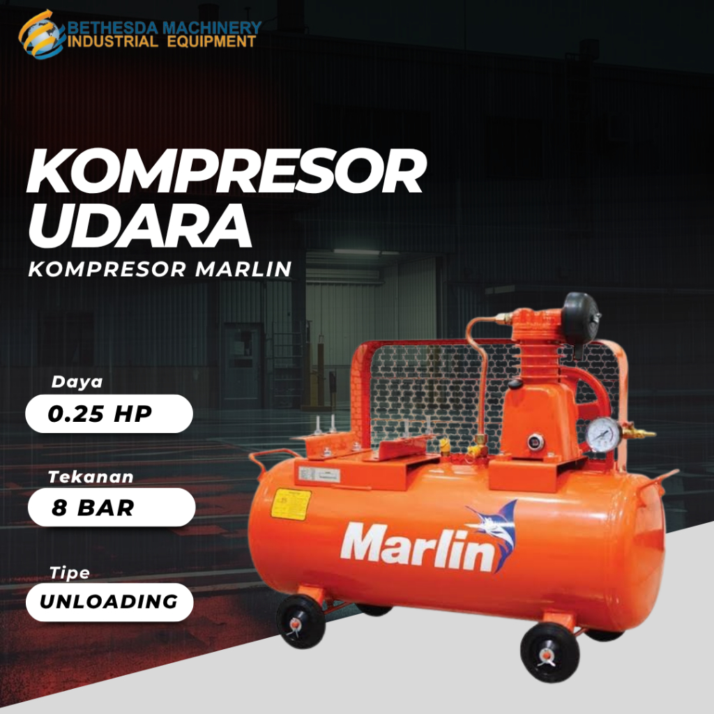 Mesin Kompresor 1/4 HP Marlin Unloading / Kompresor Kosongan 0.25 hp