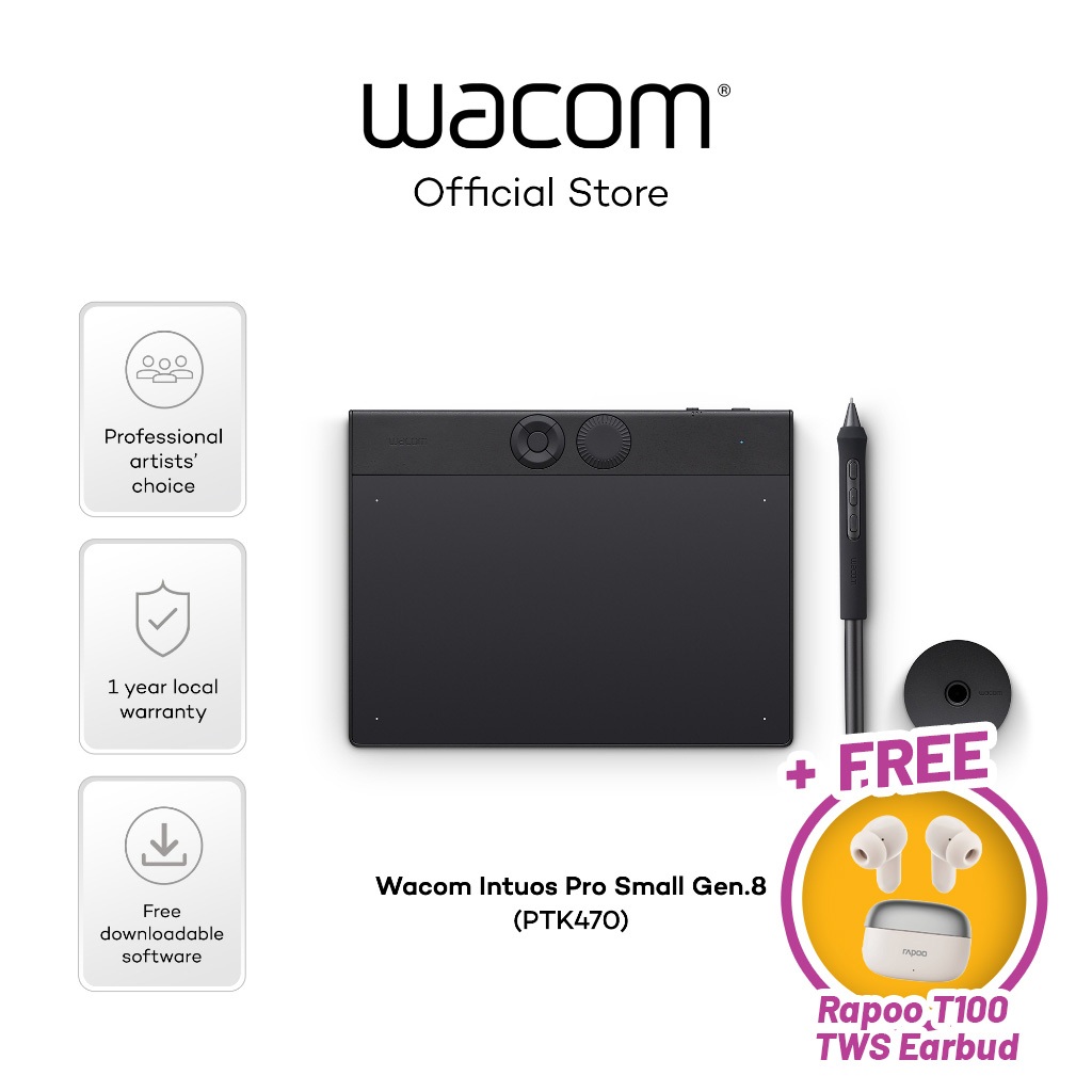 [PROMO FREE TWS] Wacom Intuos Pro Small PTK-470 Black