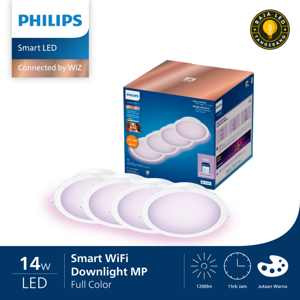 Philips Smart LED Downlight RGB Color 14W Multipack