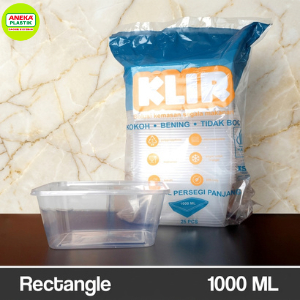 (1 pack isi 25 pcs) Thinwall Klir 1000 ml Rectangle / Thinwall Klir 1000 ml Persegi Panjang - Kotak 