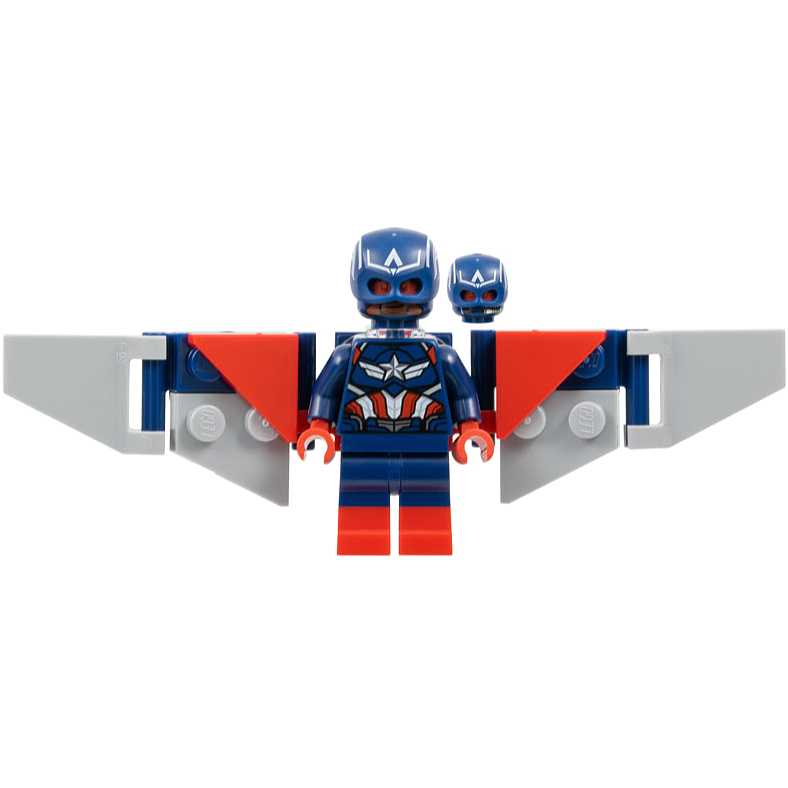Lego Minifigure sh1003 Captain America (Sam Wilson) - Dark Blue Suit, Red Boots, Backpack and Wings 