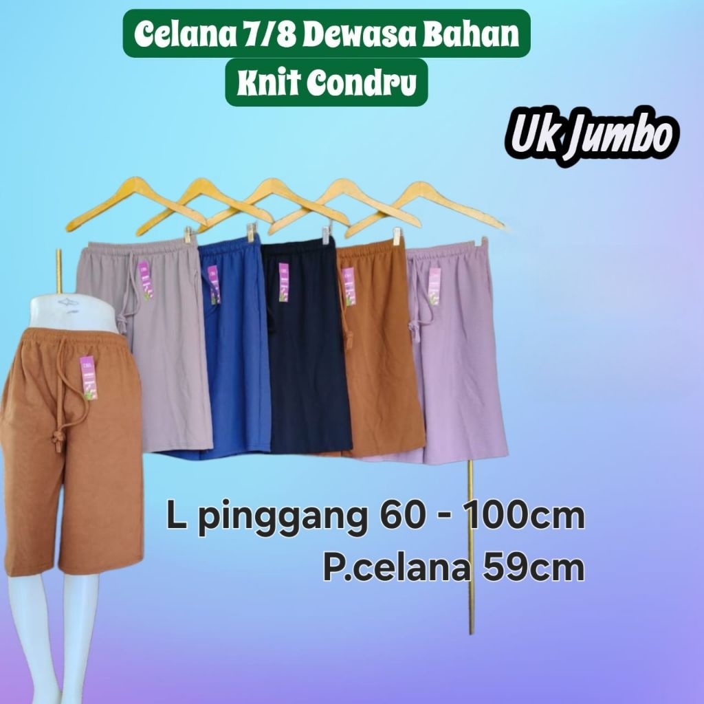 Celana kulot 7/8 wanita Jumbo Premium