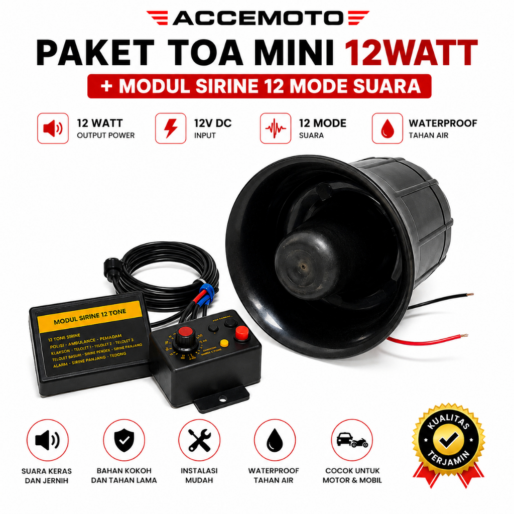 TOA Mini untuk Modul Sirine 12 Suara Patwal Motor Mobil