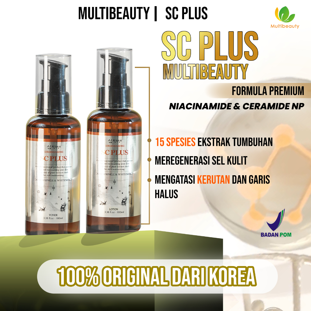 SC PLUS Multibeauty Toner Wajah Lotion Wajah Paket Anti Aging Mengurangi Kerutan Mencerahkan Kulit P