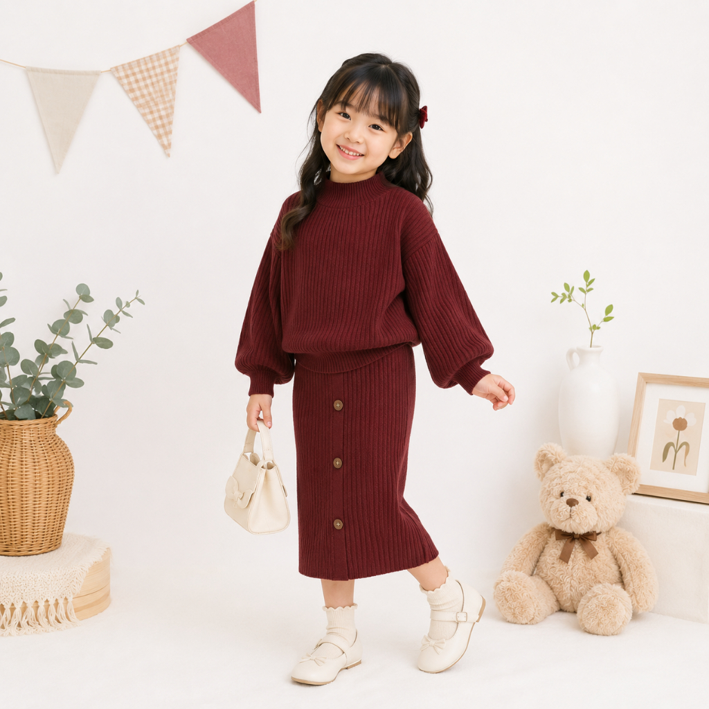 SETELAN RAJUT ANAK PREMIUM / ONESET RAJUT ANAK WANITA / PAKAIAN ANAK/ SETELAN RAJUT