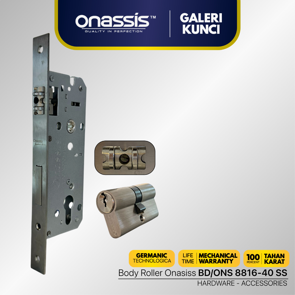 ONASSIS Body Roller Pelor Stainless Steel SUS 304 Bodi Pintu Kupu Tarung BD/ONS 8816 - 40 SS