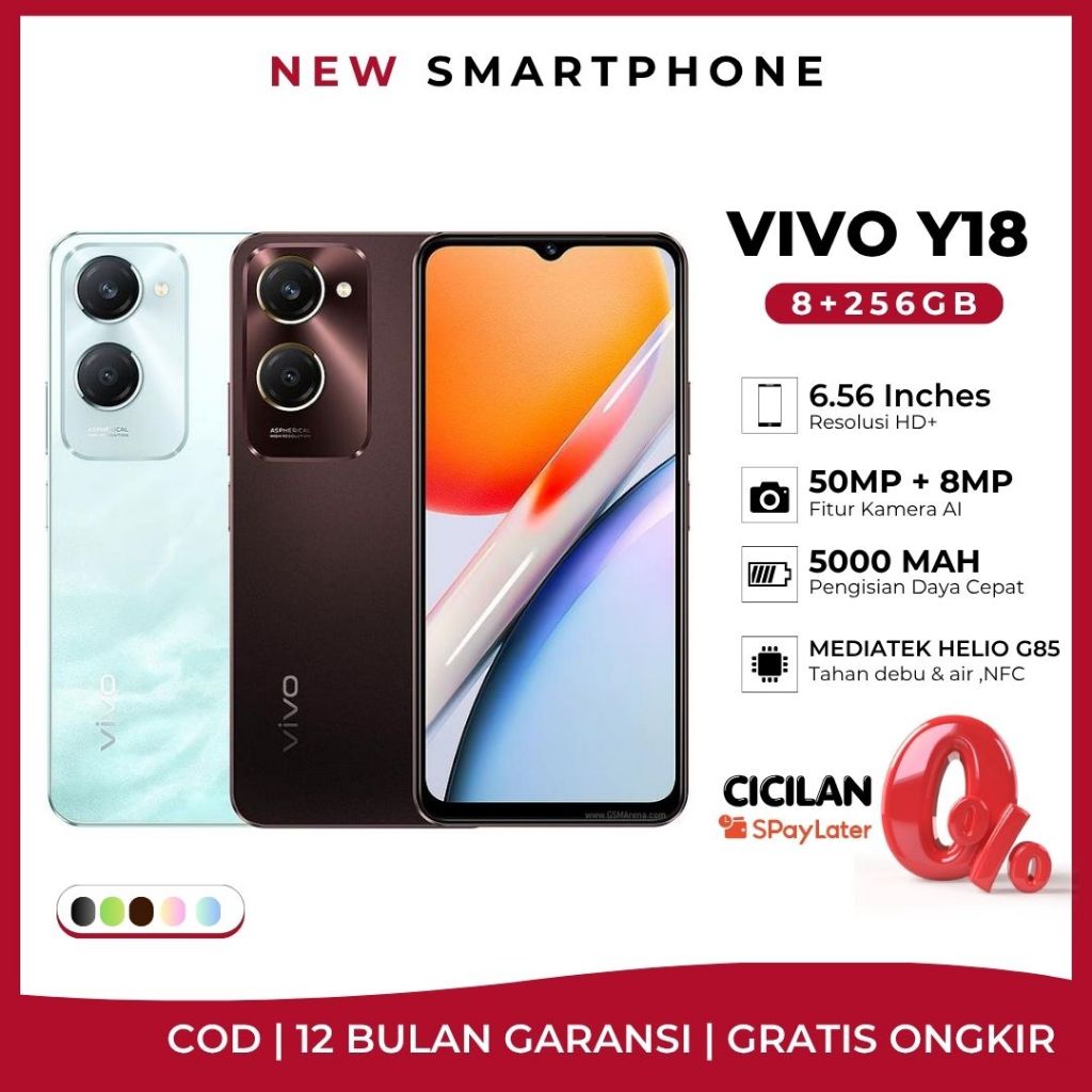 HP VIVO Y18 -  RAM 8 +256GB Kamera 50MP, Baterai 5000mAh, NFC