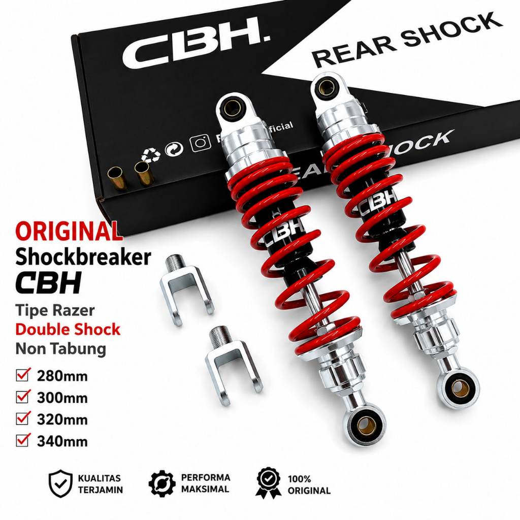 ORIGINAL Shockbreaker CBH Tipe Razer Double Shock Non Tabung 280mm 300mm 320mm 340mm NMAX Jupiter Z 