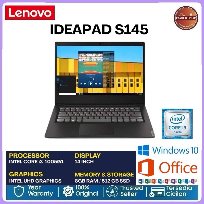 LENOVO IDEAPAD S145 [CORE i3-1005G1] 8GB RAM | 512GB SSD | 14 INCH - 12 gb, 256GB SSD-Garansi 12 bul