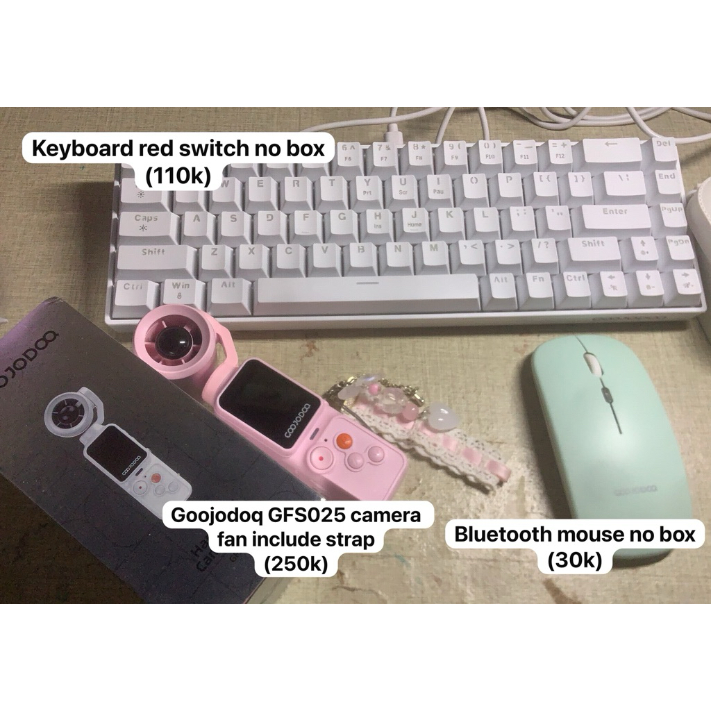 goojodoq preloved items fan gfs025, keyboard mechanical red switch, mouse