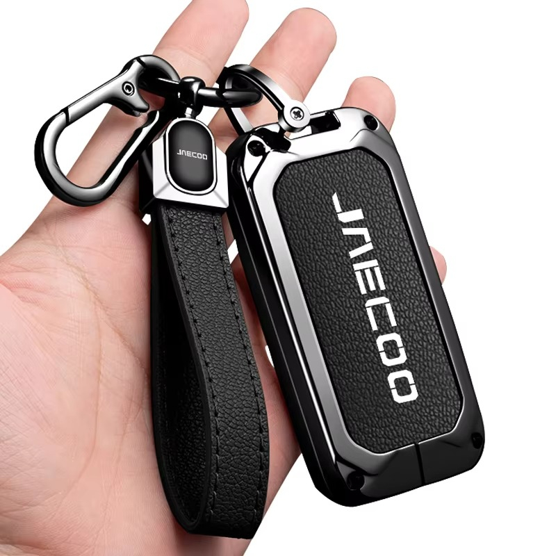 Set Casing Gantungan Kunci Remote Mobil Jaecoo J5 J6 J7 J8 Premium Textur Cover Pelindung Remote Kulit Zinc Alloy Gantungan Aksesoris Elegan Mewah Sporty Anti Gores Jatuh Keychain Karbon Keycase Smartkey Holder Tali Carabiner Eksklusif Metal Luxury Modern