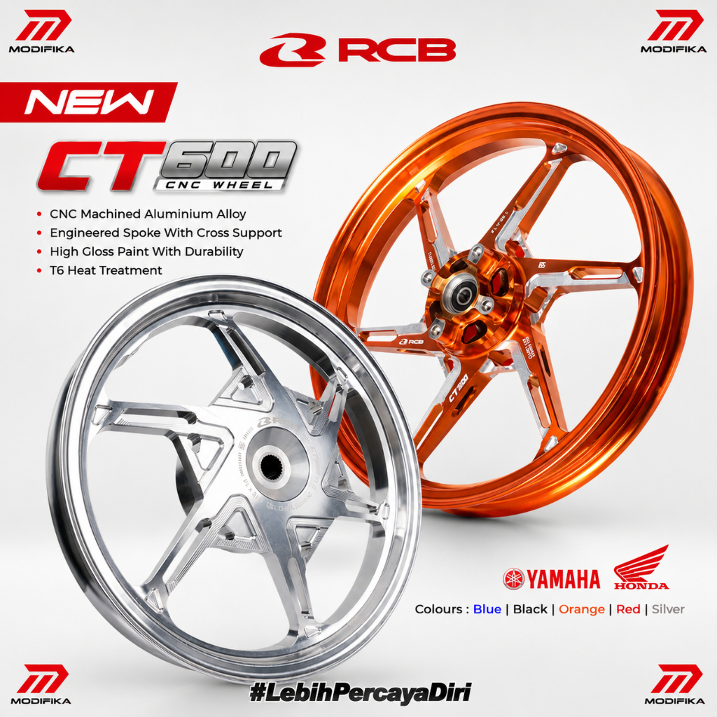 RCB Velg RCB CNC CT600 CT 600 untuk Honda Click Vario 125 150 160 CBS Aerox Mio J Mio S Mio Sporty