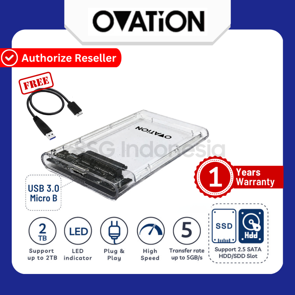 Ovation 2139U3 Enclosure SSD HDD Case 2.5 USB 3.0 External Casing SATA Compatible Hard Drive Enclosu