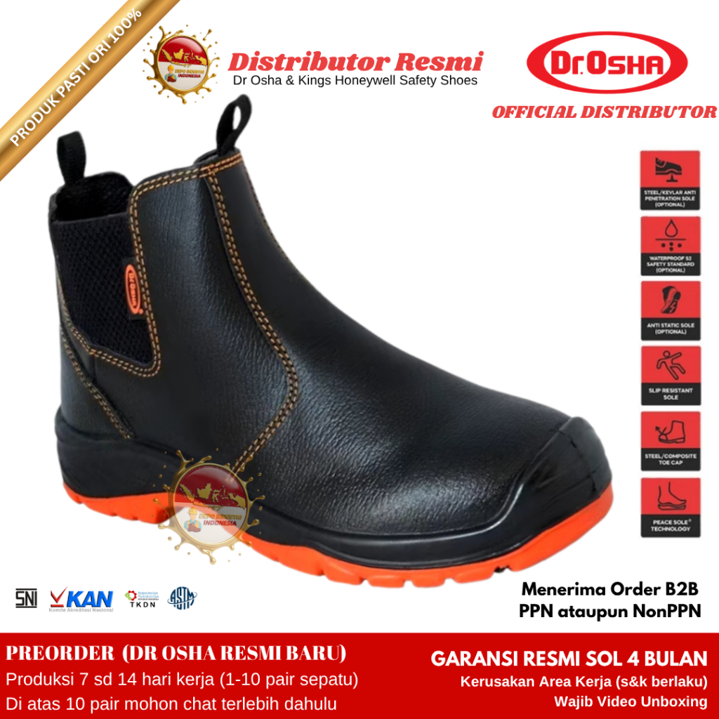 Sepatu Safety / Dr Osha Safety Shoes Principal Ankle Boot 9222 S1 Steel Toe - Sol Rubber PU sd 300°C