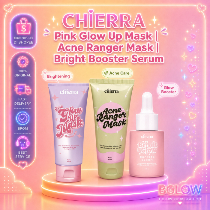 Chierra Pink   Pink Glow Up Mask Glow | Bright Booster Serum | Serum Wajah Masker Wajah Mencerahkan 
