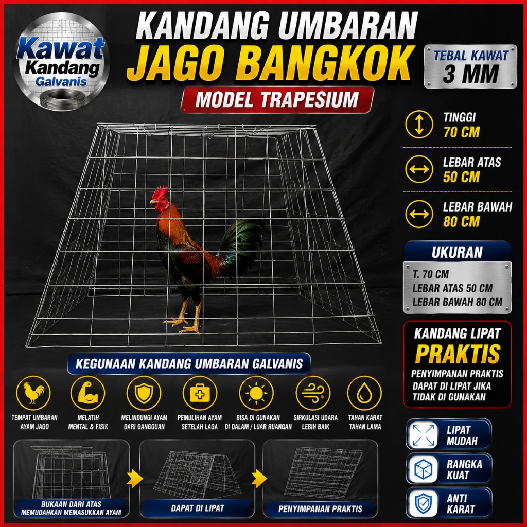 KANDANG UMBARAN JAGO BANGKOK MODEL TRAPESIUM GALVANIS
