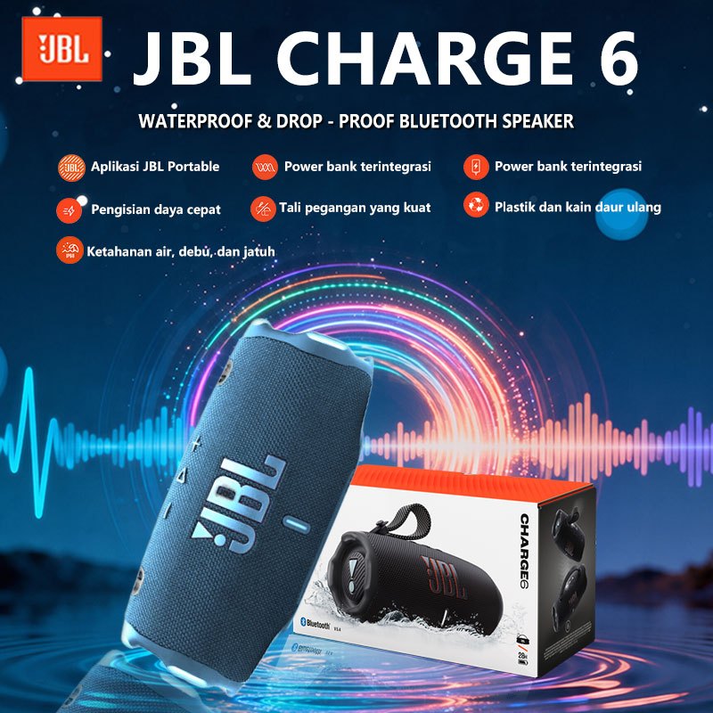 JBL Charge 6 Portable Waterproof & Drop-Proof Bluetooth Speaker Bold Pro Soundwith Al Sound Boost wi