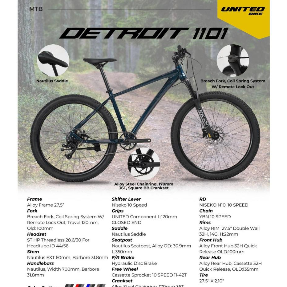 sepeda gunung United Detroit 1101 Sepeda Gunung / MTB 27.5 10 Speed Fork Remote LO
