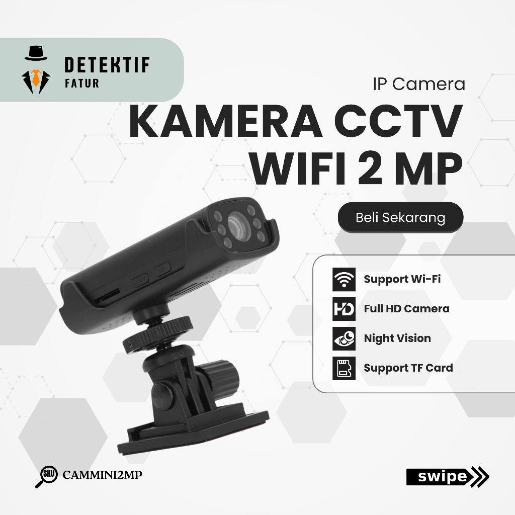 DETEKTIFFATUR Smart CCTV WiFi Camera 1080P 2MP Wireless Security Camera Monitoring Perekam Rahasia M