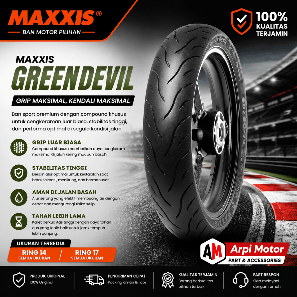 Ban Tubeless Maxxis GreenDevil SEMUA UKURAN Ring 17 & 14
