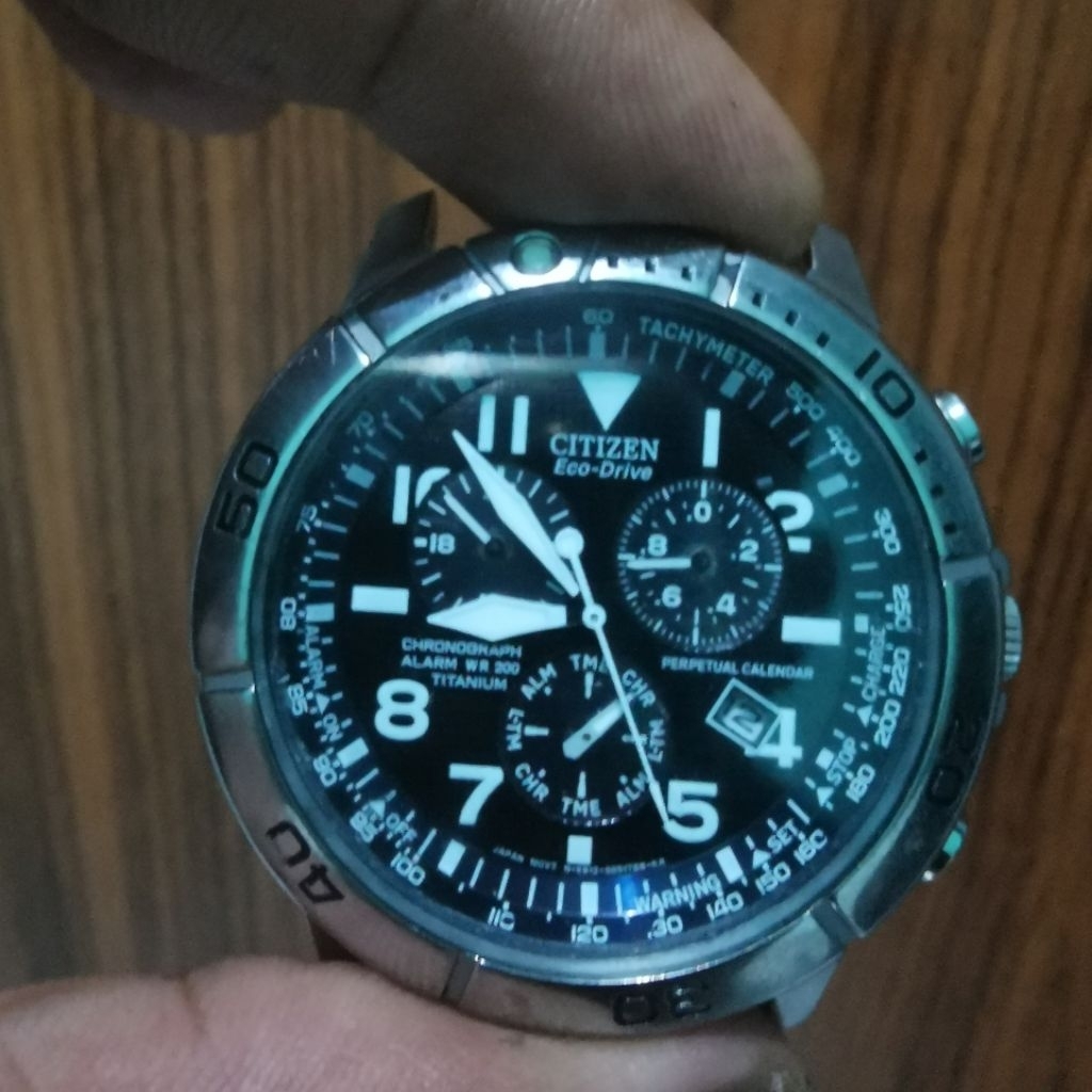 citizen eco drive titanium pertual calender chronograph