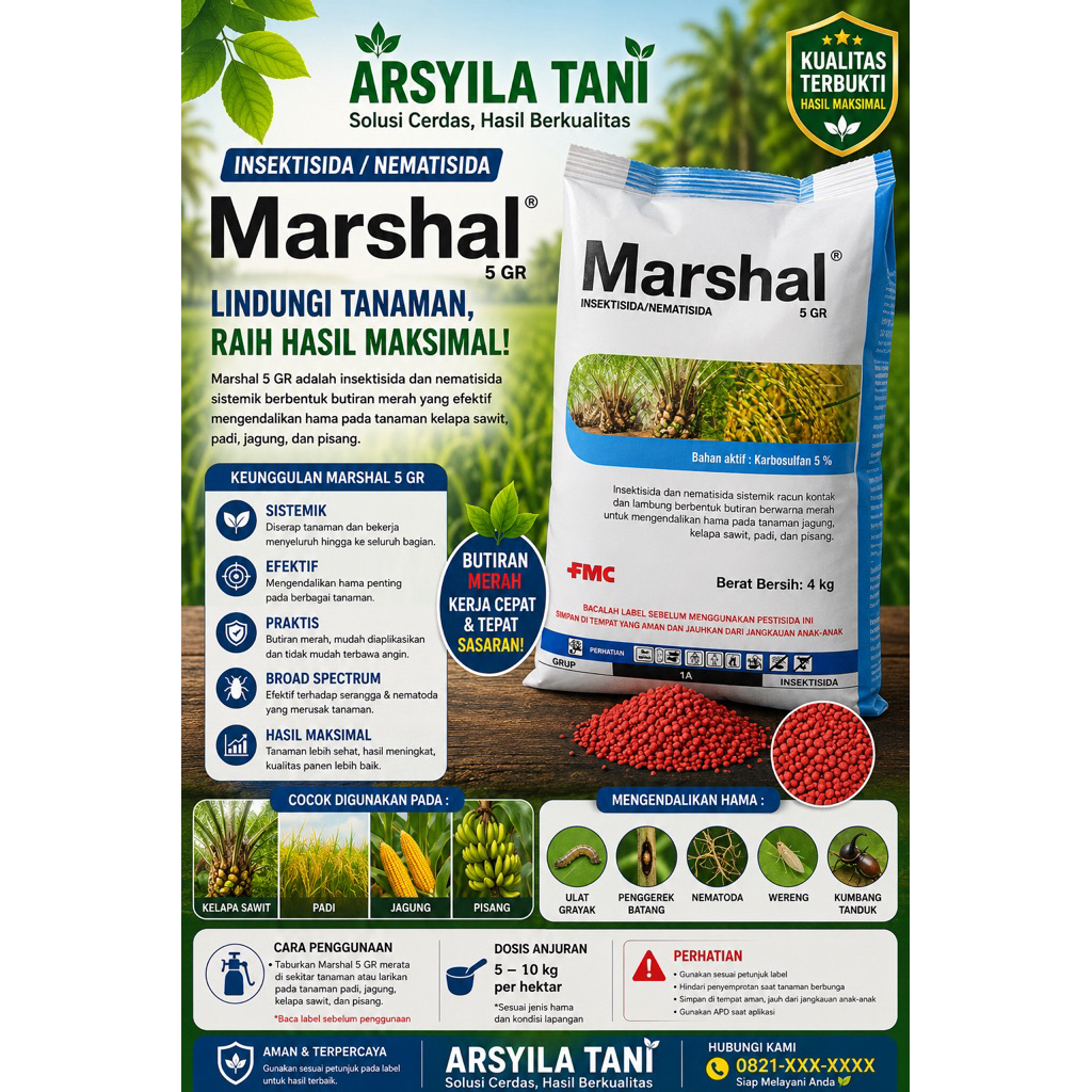 MARSHAL 5 GR - Kemasan 4 Kg - Insektisida Nematisida Karbosulfan