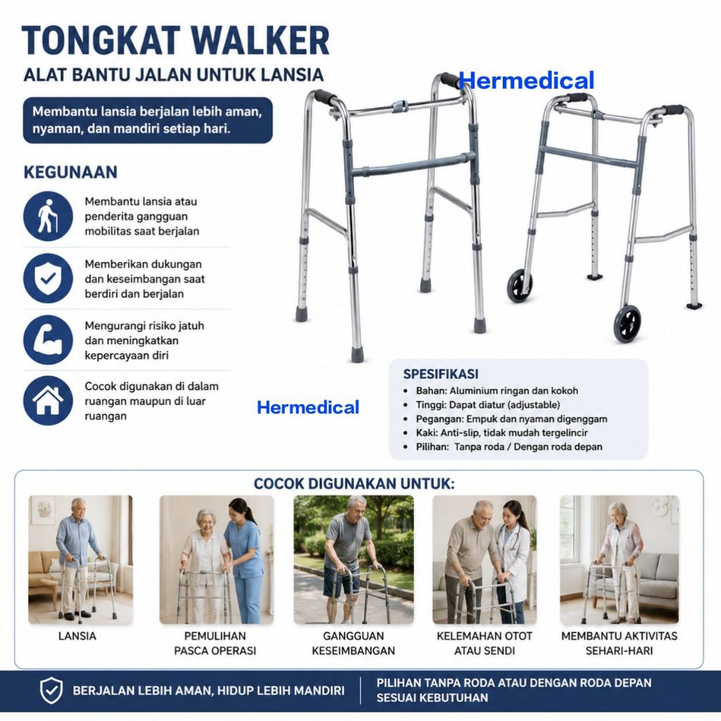 Walker alat bantu jalan/walker roda/walker tanpa roda alat bantu jalan