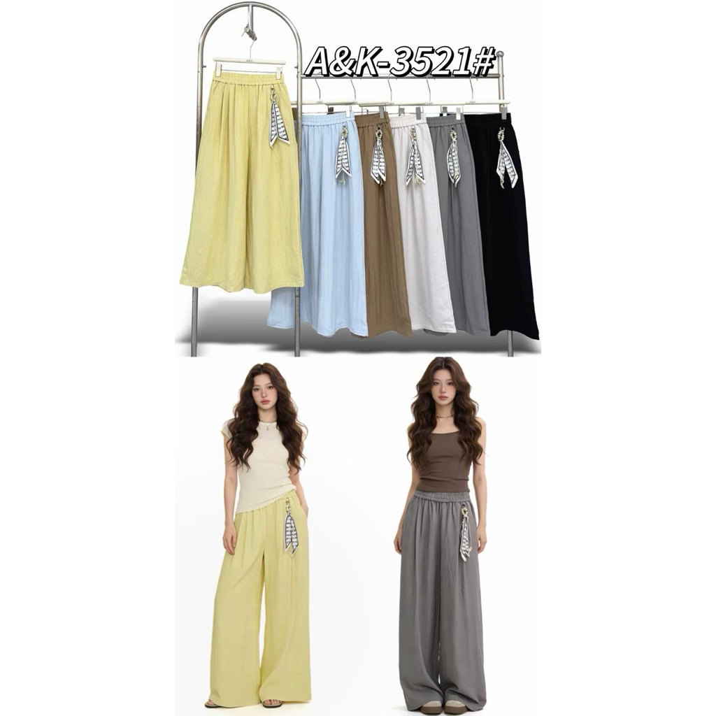 3521 AK A&K Linen Cullote Pants FREE Gantungan BKK | Celana Kulot Linen A&K AK BKK
