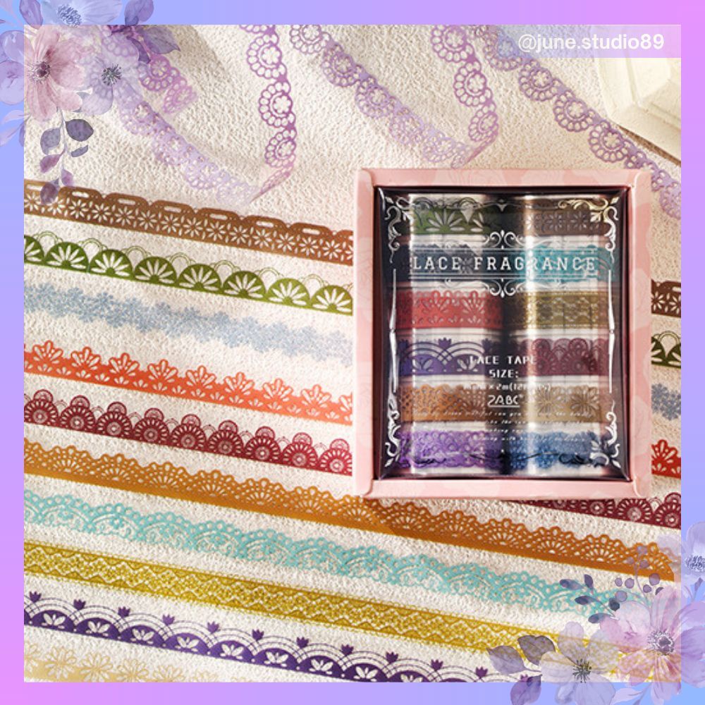 [JUNE] WT Lace Dream 12roll/box PET Renda Lace Selotip Washi Tape PET Aesthetic Stiker Dekor Materia