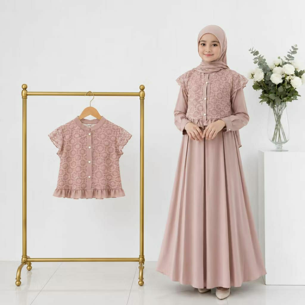 Gamis Fartika kids dress/gamis + rompi anak perempuan remaja tanggung usia 5-13 tahun