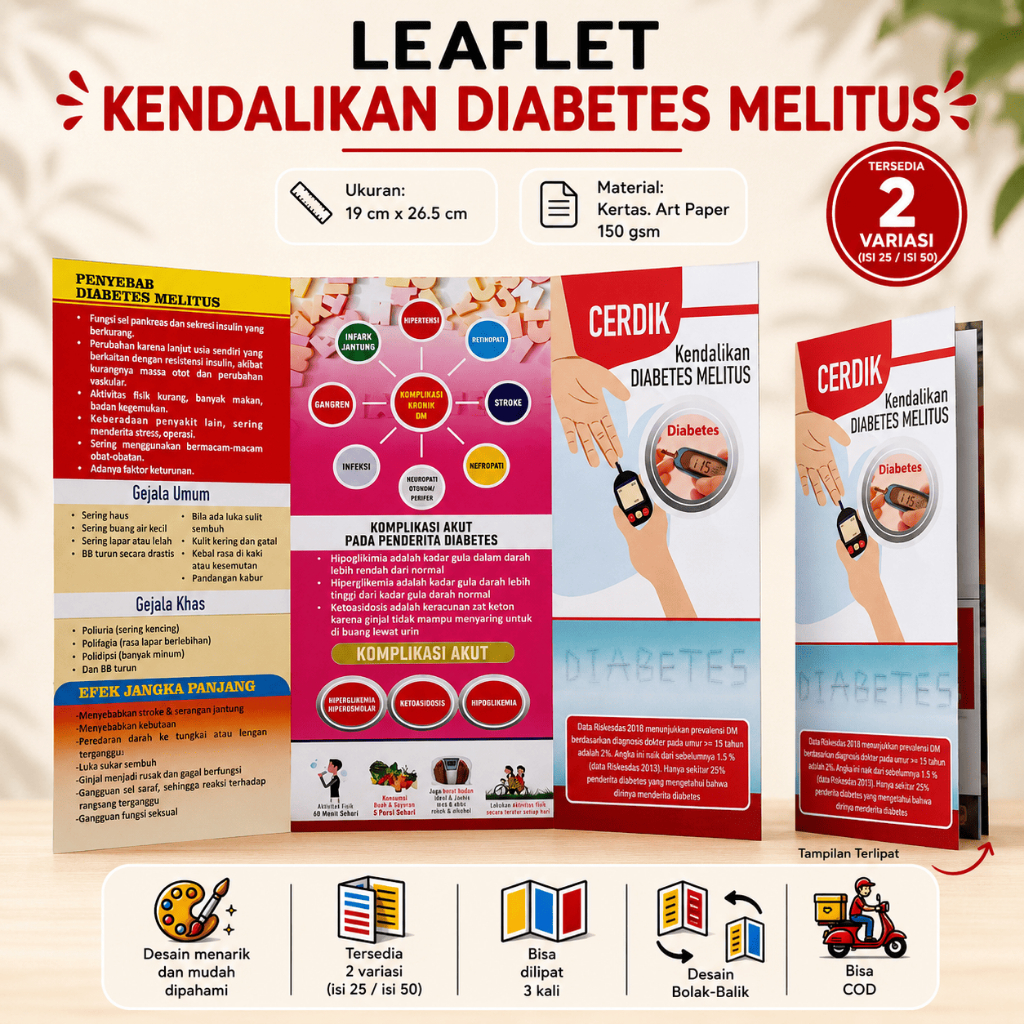 Leaflet Diabetes - Brosur Diabetes Melitus - Brosur DM, Brosur Kesehatan Murah