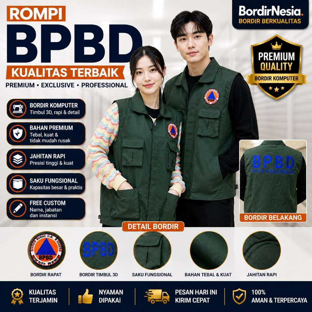 Rompi BPBD Full Bordir Timbul 3D Qualitas Premium